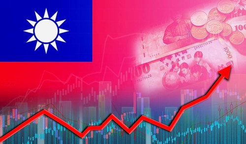 Taiwan economy growth on financial graph. Taiwan financial growth, economic recovery concept