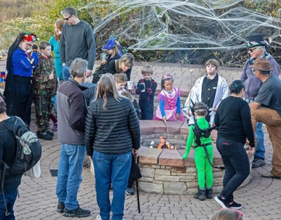 Lakewood, Colorado, Families enjoy the pre-Halloween Haunted Trail event at Bear Creek Lake Park,