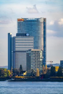Skyline Bonn on the Rhine, in front the UNFCCC Secretariat of the Framework Convention on Climate