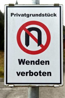 Prohibition sign, turning prohibited, private property, Salzkammergut, Austria, Europe