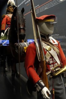 Diorama showing British uniforms in the Waterloo Memorial 1815, battlefield museum about the last