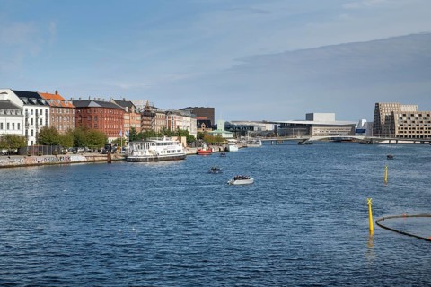 View from the Knippelsbro bascule bridge to the Havngade, the Inderhavnen or inner harbour and the