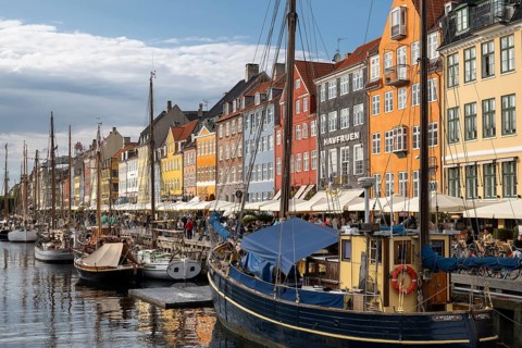 Nyhavn, in the Frederiksstaden district, harbour district with houses over 300 years old, moored
