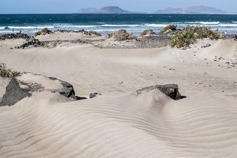 Dune landscape, Playa de Famara, Lanzarote, Canary Islands, Spain, Europe