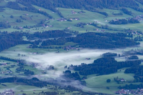 Panorama from the Schattenberg into the Illertal, Allgäu, Bavaria, Germany, Europe