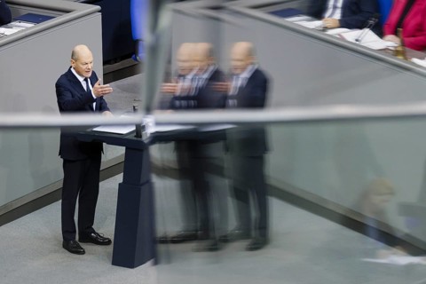 Olaf Scholz (SPD), Federal Chancellor, at the government statement in the German Bundestag, Berlin,