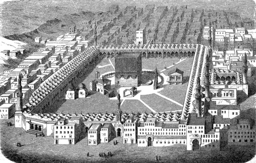 The Kaaba in Mecca in Arabia, in 1860, Historical, digital reproduction of an original from the
