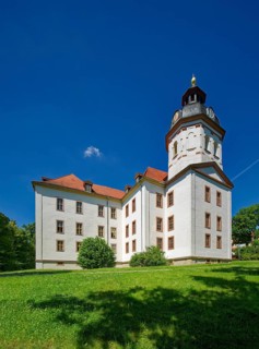 Baroque church, baroque castle church of St Trinitatis at Christiansburg Castle, castle park,