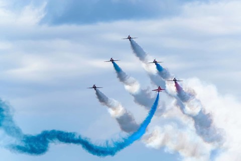 Red Arrows, Royal Air Force Aerobatic Team, Airshow 2024, Teignmouth, Devon, England, United
