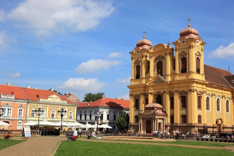 Banat, Timisoara, Timisoara, Old Town, Catholic Cathedral at Piata Unirii, Unification Square,