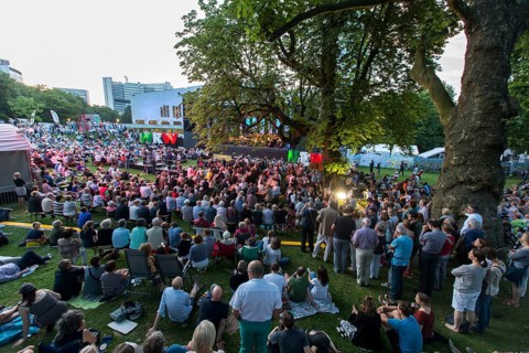 Open air concert in Essen's Stadtgarten Park, summer concert of the state government, North