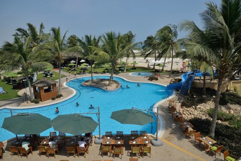 Swimming pool of the Hilton Hotel, Salalah, Dhofar Region, Orient, Oman, Asia
