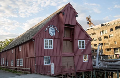 Historic wooden building housing the Polar Museum, Tromso, Norway, Europe