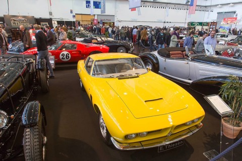 Visitors at the Techno Classica trade fair for classic and prestige cars, motorsport, motorbikes,