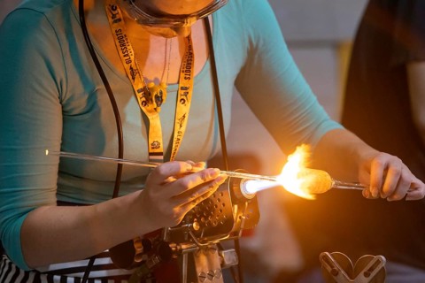 Detroit, Michigan, Artists create glass and other artworks at the Michigan Glass Project's annual