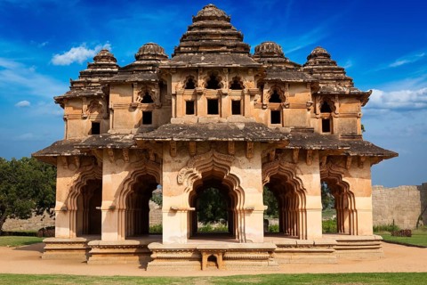 Ancient Lotus Mahal in Royal Centre. Hampi, Karnataka, India, Asia