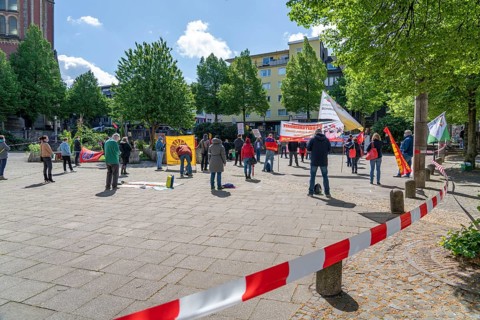 Demonstration on 1 May, on the Weberplatz in Essen, an alliance of left-wing parties and groups had