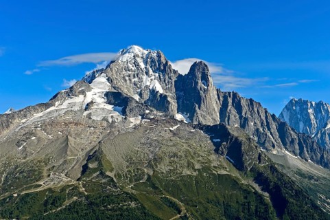 Aiguille Verte and Aiguille du Dru summits, Chamonix, Savoie, France, Europe