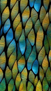 Vibrant butterfly wing with iridescent scales and network of veins, AI generated