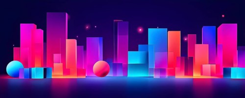 Modern abstract cover template with vibrant perspective 3d geometric prism shapes, AI generated