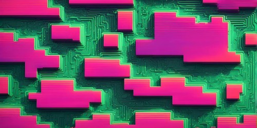 Abstract 3d pixel art technology themed pattern featuring random mosaic in vibrant hues, AI