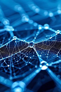 Network of interconnected shapes inspired by the structure of spider silk representing strength and