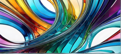3d rendering of vibrant colored abstract changing glass design in an ornament structure, AI