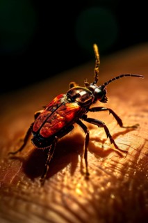 A close up of a riparian forest tick sitting on a human skin, AI generated