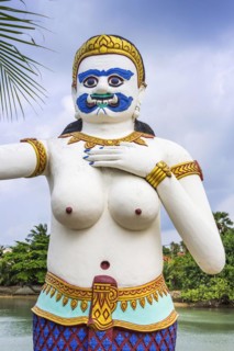 Sculptures at Wat Phra Yai, Buddhist temple, religion, Buddhism, figure, statue, sculpture,