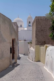 In the village of Megalochori, Santorini, Cyclades, Greece, Europe