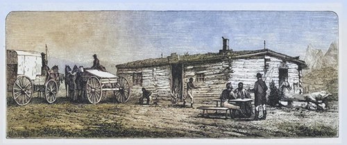 Old post station on the Colorado prairie. From American Pictures Drawn With Pen And Pencil by Rev