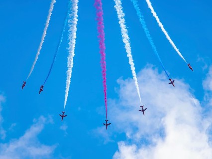 Red Arrows, Royal Air Force Aerobatic Team, Airshow 2024, Teignmouth, Devon, England, United