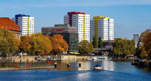 Boats and ships on the Fischerinsel, Berlin, Germany, Europe