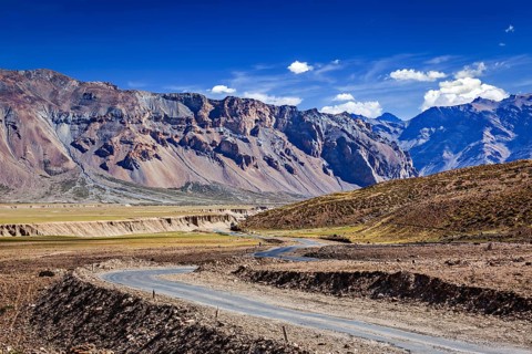 Manali-Leh road to Ladakh in Indian Himalayas near Baralacha-La pass. Himachal Pradesh, India, Asia