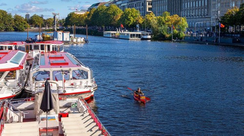 The Alster on Jungfernstieg, Hamburg, Germany, Europe