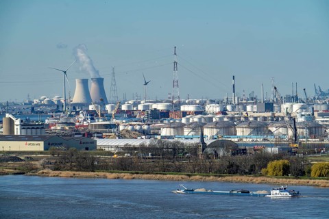 The port of Antwerp, on the Scheldt, is the second largest seaport in Europe, behind the Doel