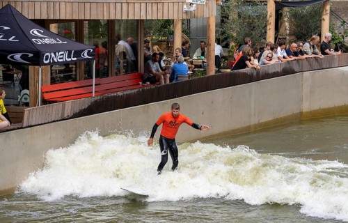 Surfing facility in the city centre of Rotterdam, Rif010, supposedly the world's first wave