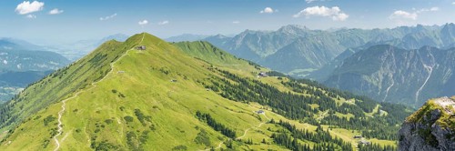 Panorama from the Kanzelwand, 2058m to the Fellhorn, 2038m, Oberallgäu, Allgäu, Bavaria, Germany,