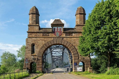 Cycle path, Old Harburg Elbe Bridge, Harburg, Hamburg, Germany, Europe