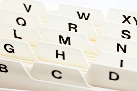 An alphabetical index for index cards, Studio