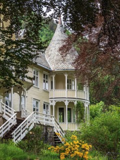 Traditional hotel Mundal, village Fjaerland at the Sognefjord, Norway, Europe