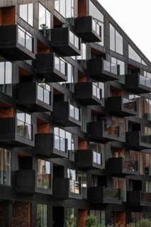 Contemporary architecture, Krøyers Square residential complex, inspired by historic warehouses,