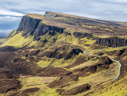 View of the Quiraing rock formations, Trotternish peninsula, Isle of Skye, Scotland, UK