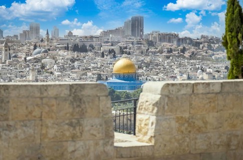 Jerusalem, Islamic shrine Dome of the Rock located in the Old City on Temple Mount