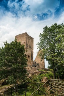 Castle ruins, Les Trois Châteaux d'Eguisheim, Eguisheim, Plus beaux villages de France, Haut-Rhin,