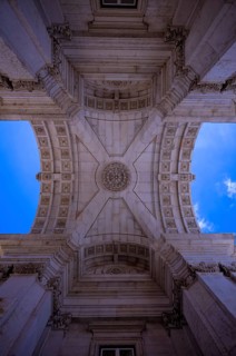 Arco da Rua Augusta, triumphal arch, from below, Praça do Comércio square, Baixa, Lisbon, Portugal,
