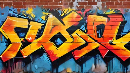 AI generated picture of an urban wall covered with graffiti