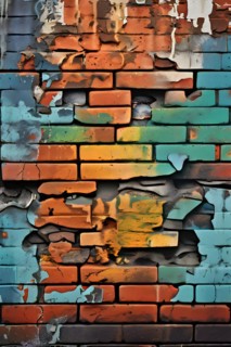 AI generated picture of an urban wall covered with graffiti