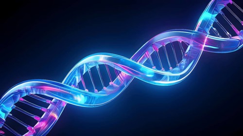 3d illustration of the structure of a human double dna helix, AI generated