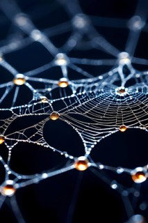 Network of interconnected shapes inspired by the structure of spider silk representing strength and
